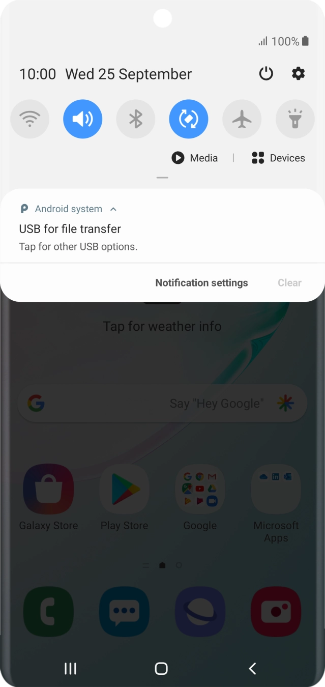 Press Tap for other USB options..