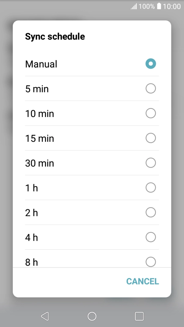 Press the required setting.