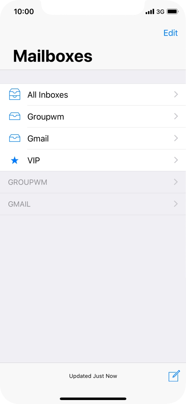 Press the required email account. Press the required email account.