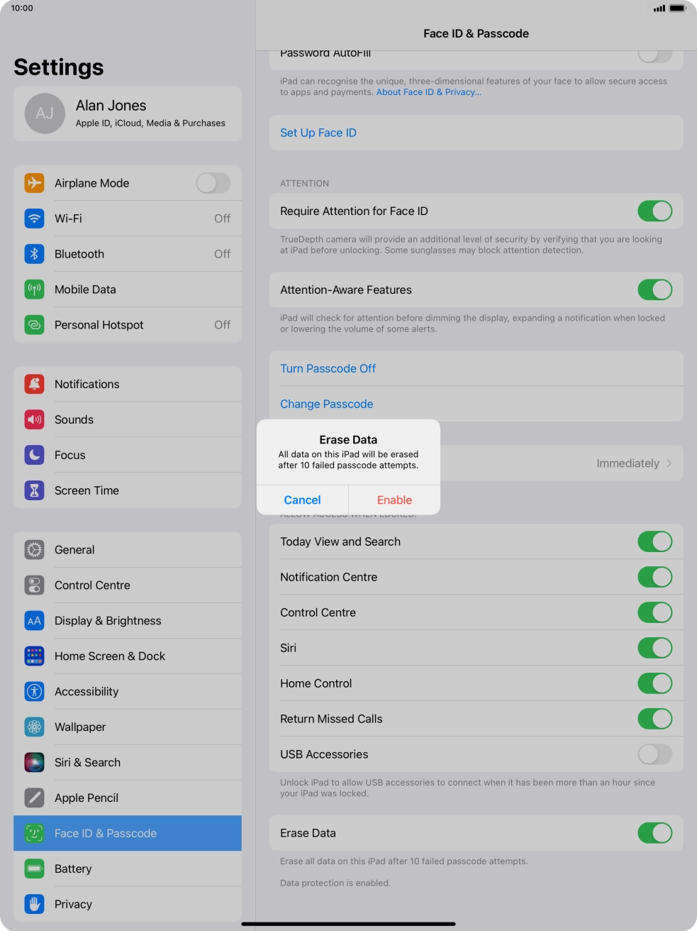 If you turn on the function, press Enable. If you turn on the function, press Enable.