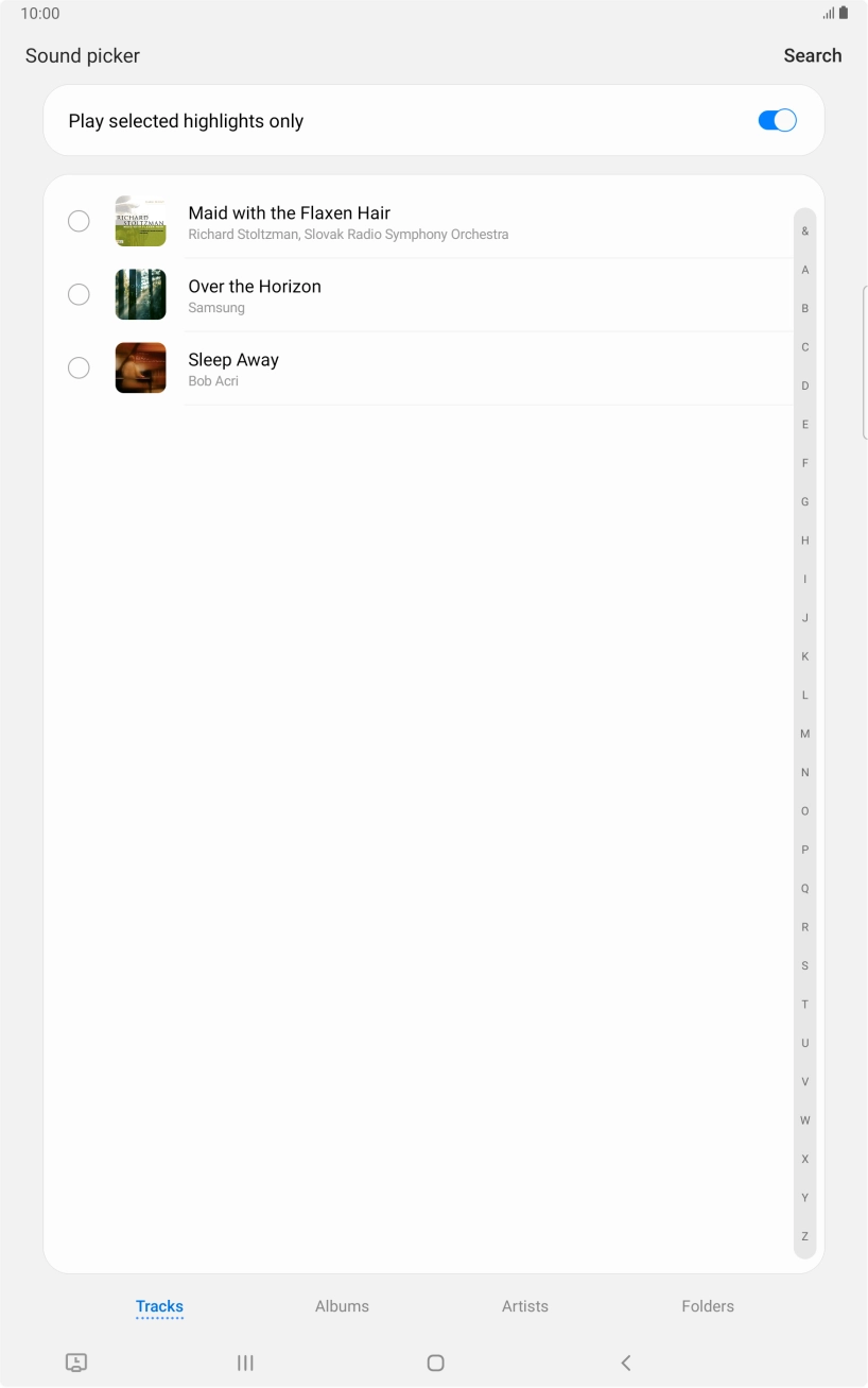 Press the different ring tones to hear them.