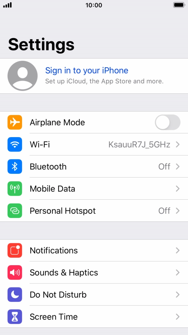 Press Sign in to your iPhone.