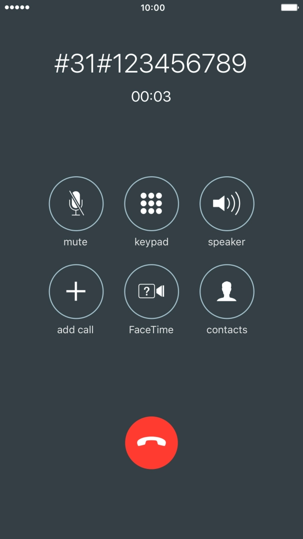 Press the end call icon.