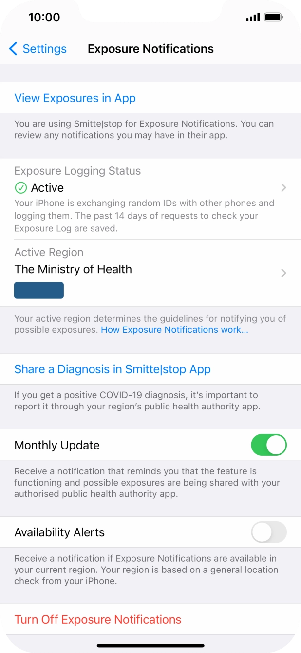 Press Exposure Logging Status.