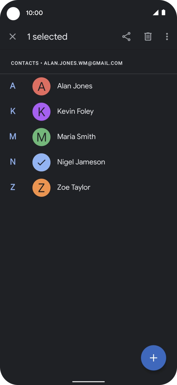 Press the required contact.