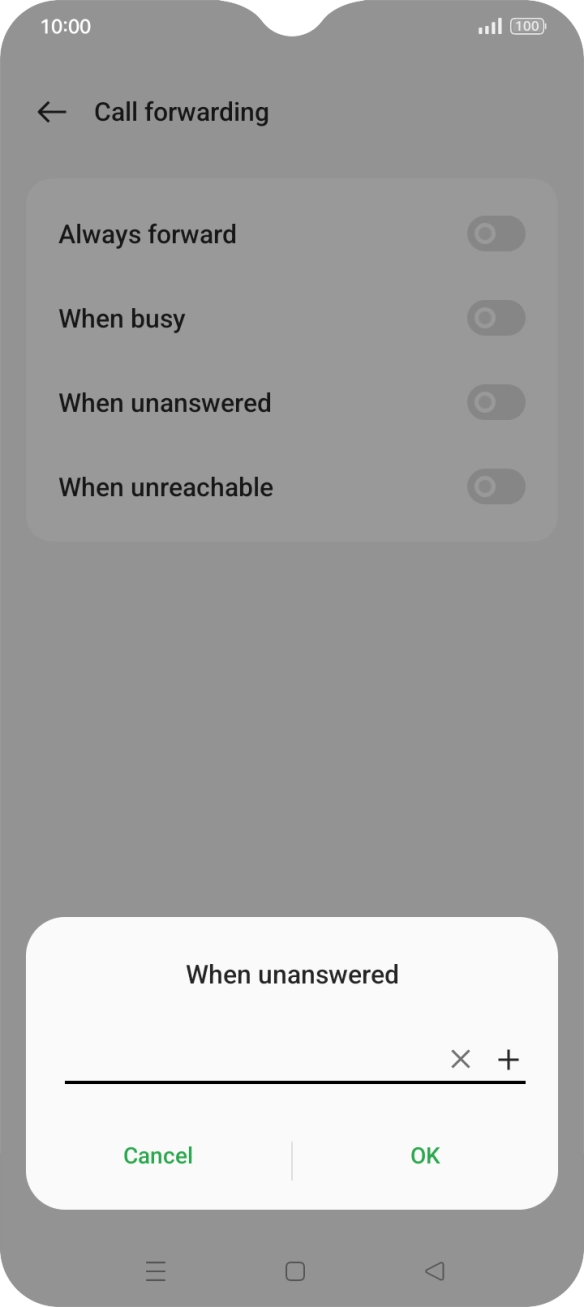 Key in +61101 and press the confirm icon.