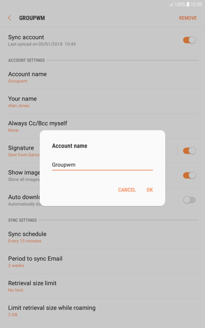 Key in the required name and press OK.