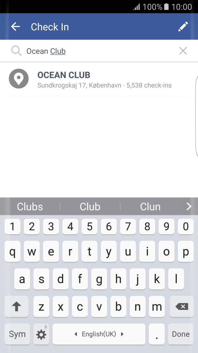 Press the required location.