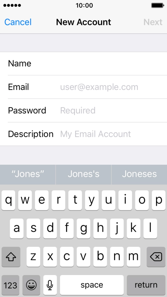 Press Email and key in your email address.