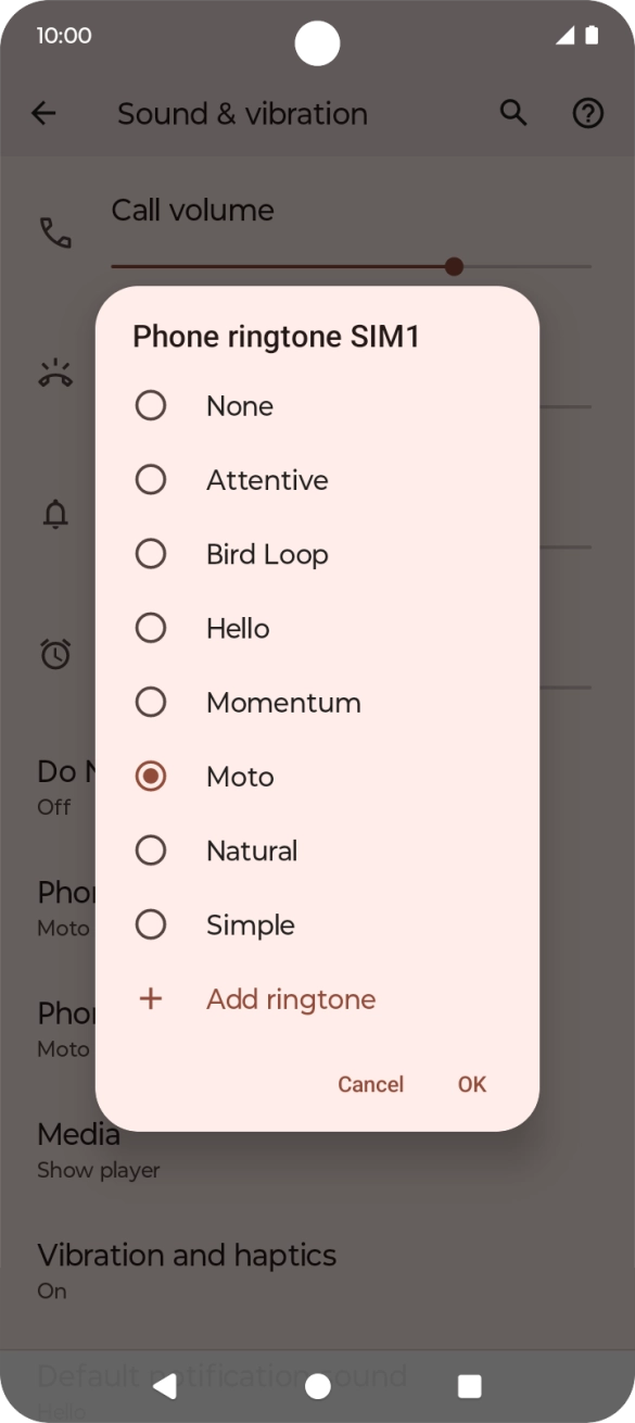 Press the different ring tones to hear them.