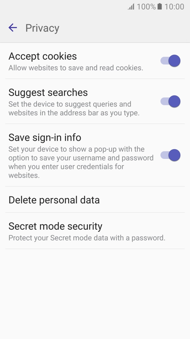 Press Delete personal data.