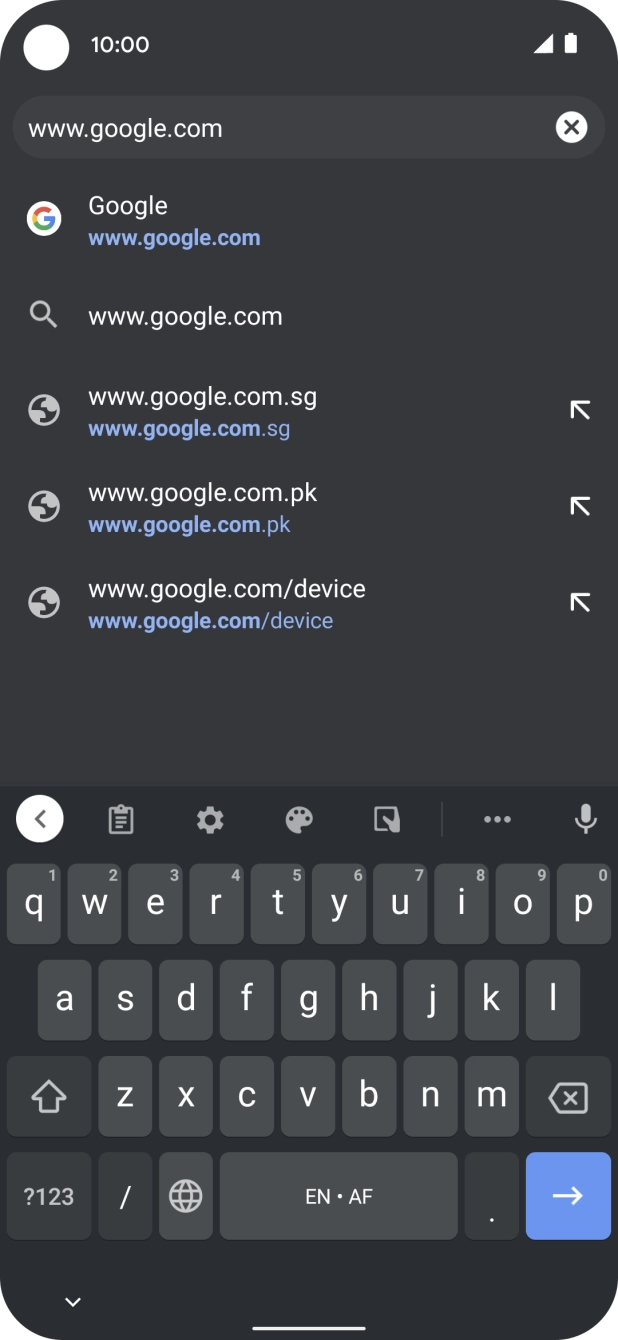 Key in the address of the required web page and press arrow right. Key in the address of the required web page and press arrow right.