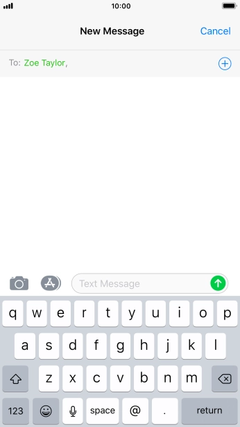Press the text input field and write the text for your text message.