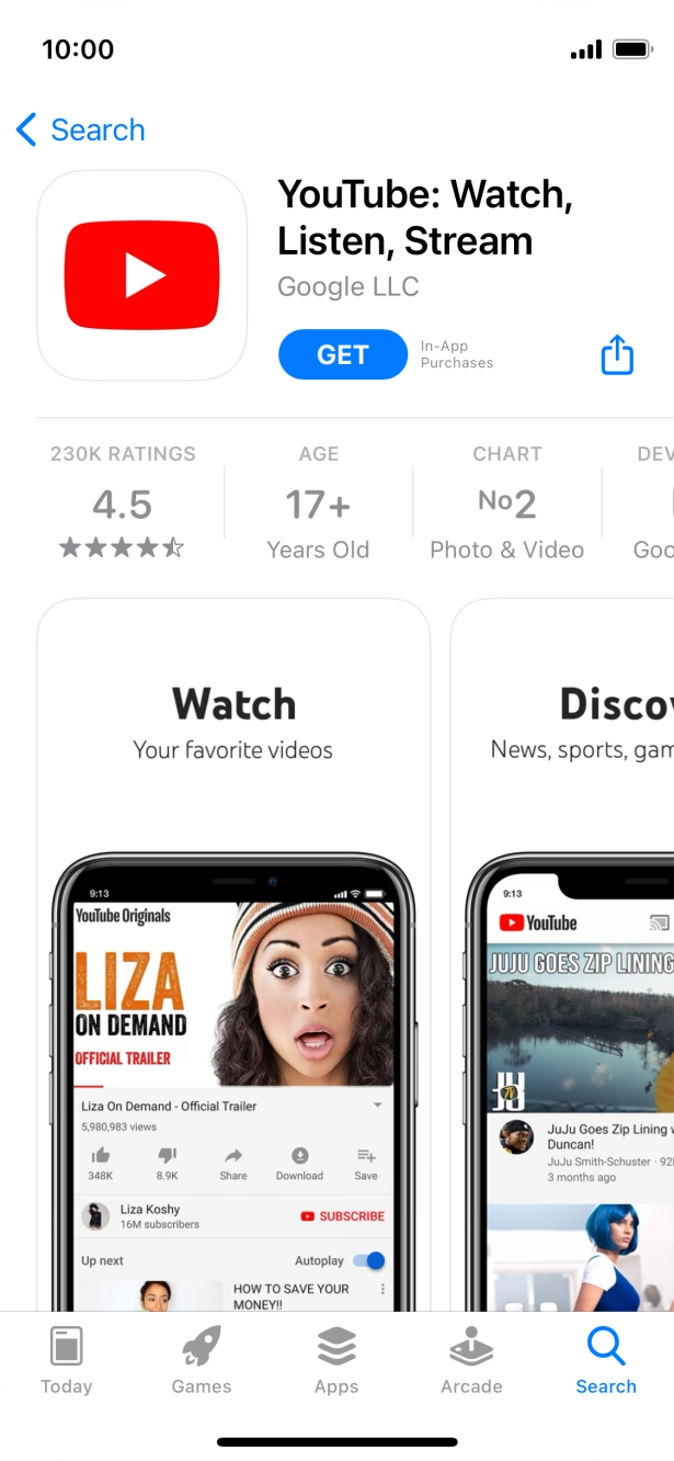 Press GET and follow the instructions on the screen to install the app.