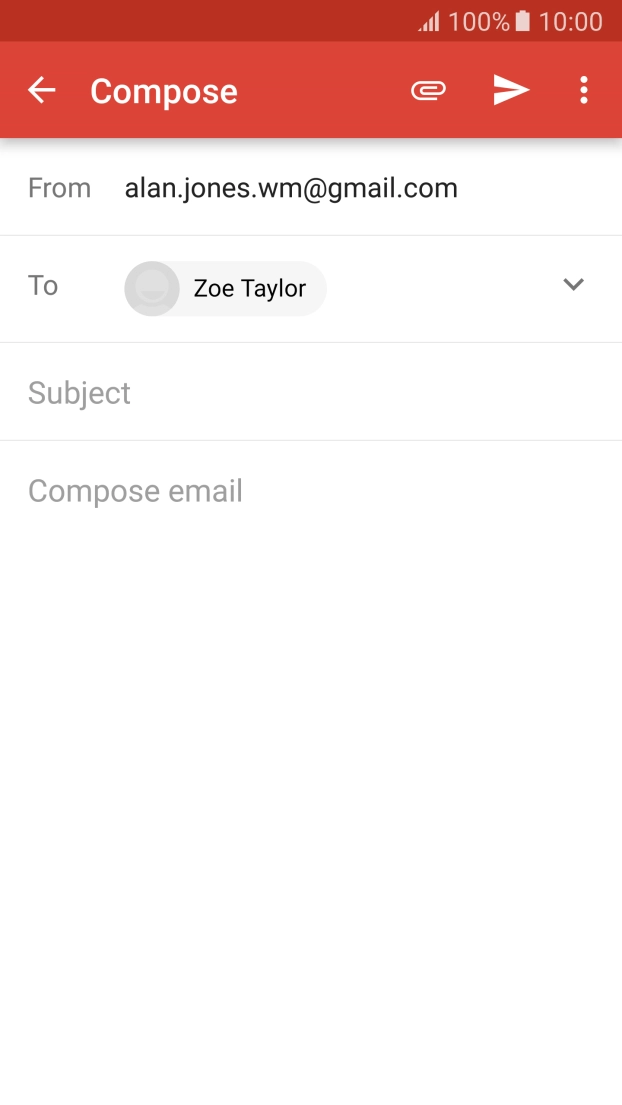 Press Subject and key in a subject for the email.