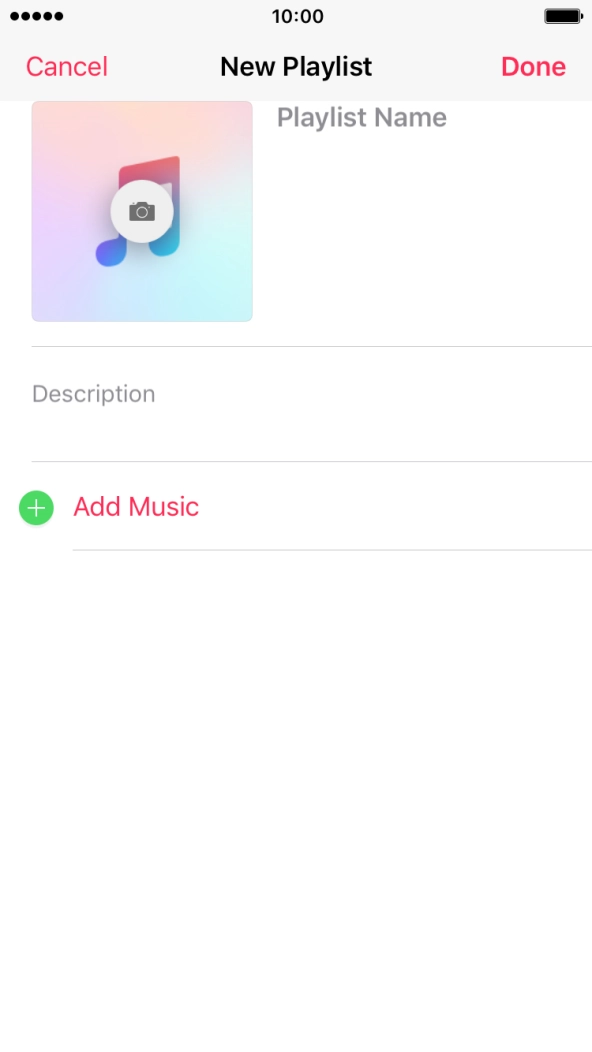 Press the text input field and key in a name for the playlist.