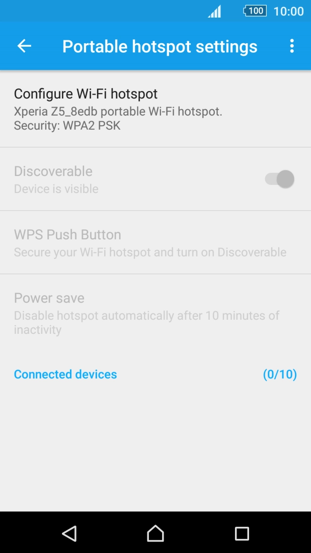 Press Configure Wi-Fi hotspot. Press Configure Wi-Fi hotspot.