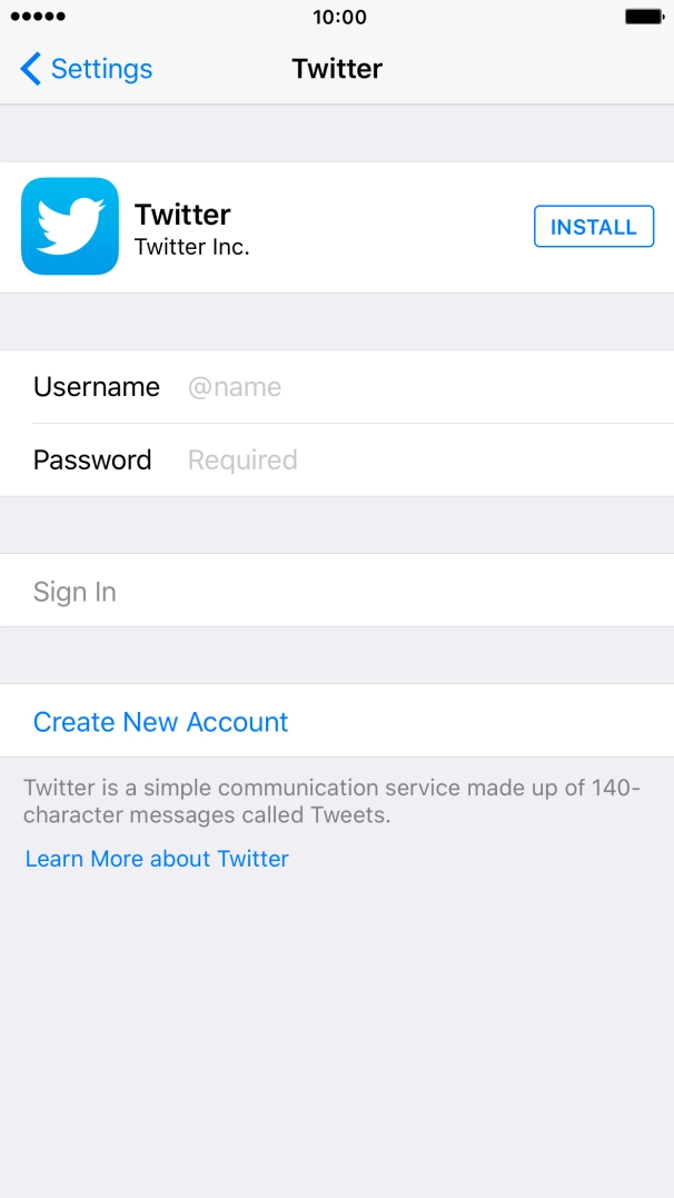 Press INSTALL and wait while Twitter is installed. Press INSTALL and wait while Twitter is installed.