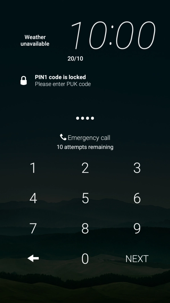 Key in the PUK and press NEXT.