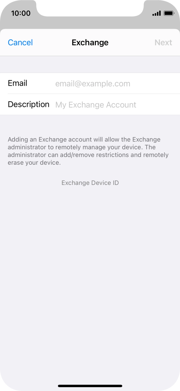 Press Email and key in your email address.