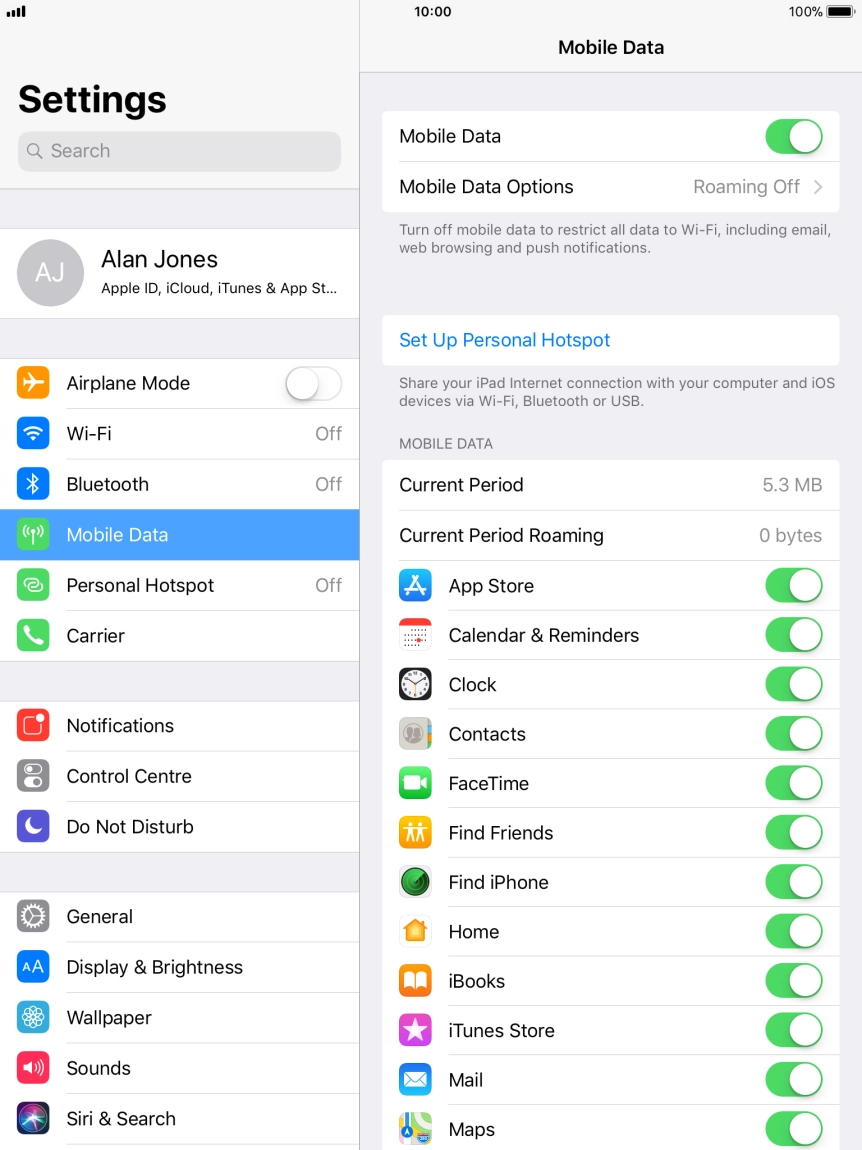 The total data usage is displayed next to Current Period.
