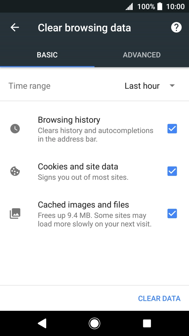 Press CLEAR DATA. Press CLEAR DATA.