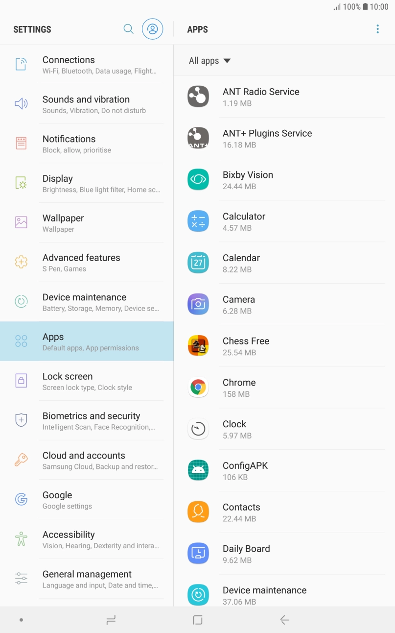Press the required app.