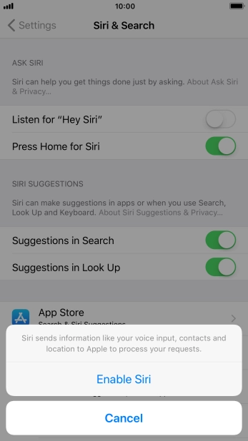 Press Enable Siri.