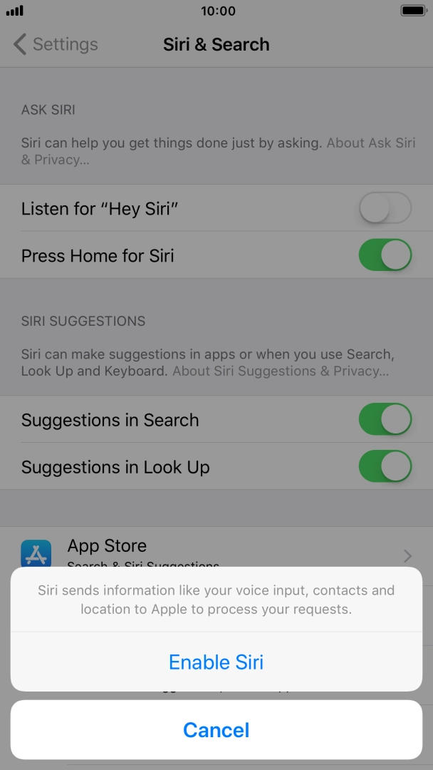 Press Enable Siri. Press Enable Siri.
