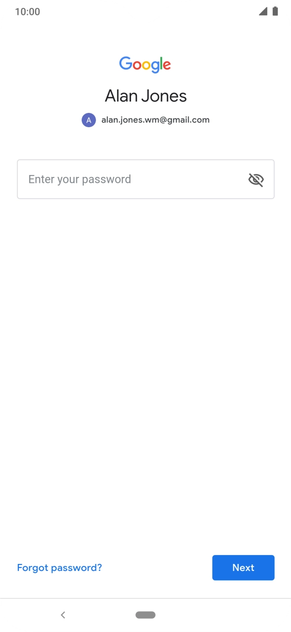 Press Enter your password and key in the password for your Google account.