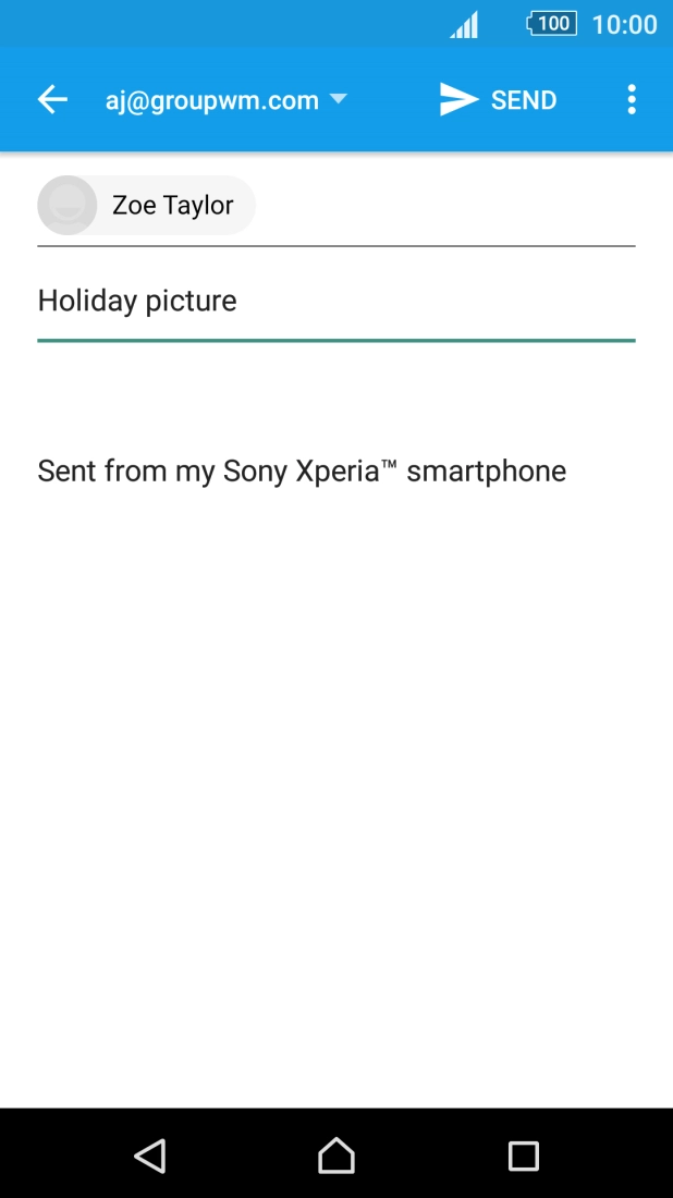 Press the text input field and write the text for your email.