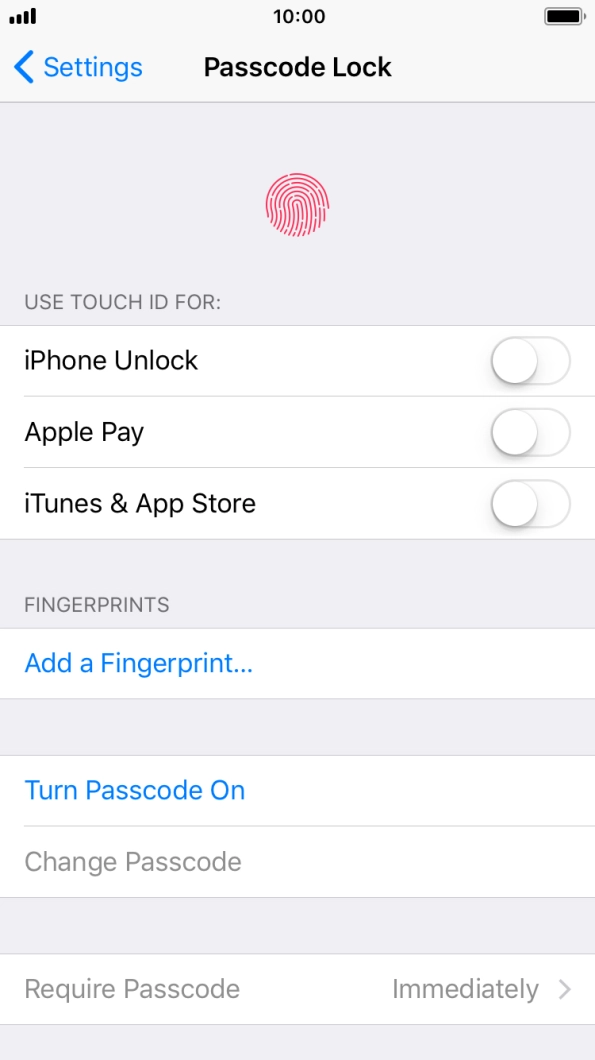 Press Turn Passcode On and key in a phone lock code of your own choice twice.