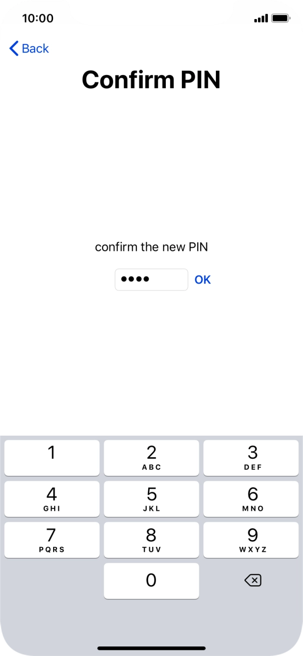 Key in the new PIN again and press OK. Key in the new PIN again and press OK.