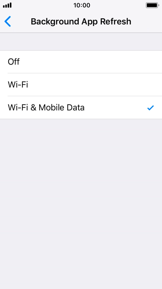 To turn off background refresh of apps, press Off. To turn off background refresh of apps, press Off.