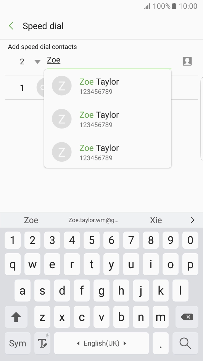 Press the required contact.