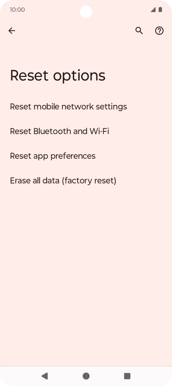 Press Erase all data (factory reset).