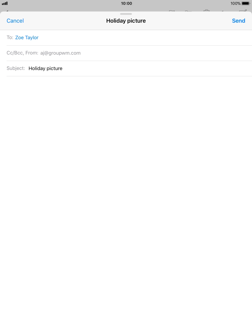 Press the text input field and write the text for your email.