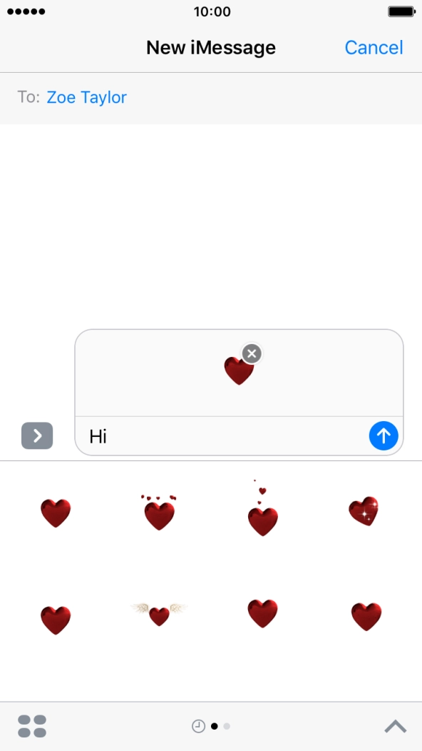 Press the send icon when you've finished your iMessage.
