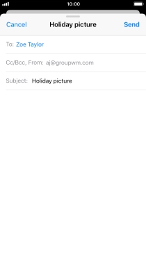 Press the text input field and write the text for your email.