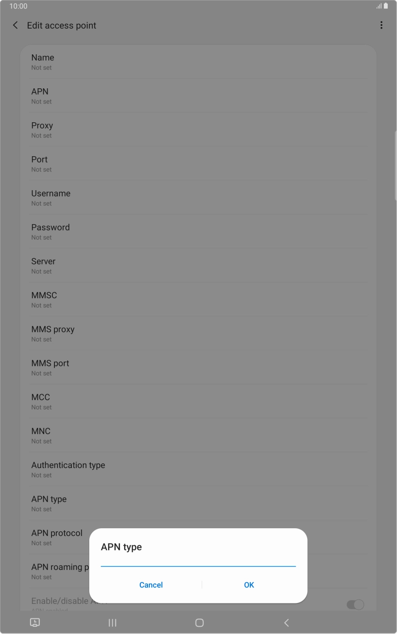 Key in default and press OK. Key in default and press OK.