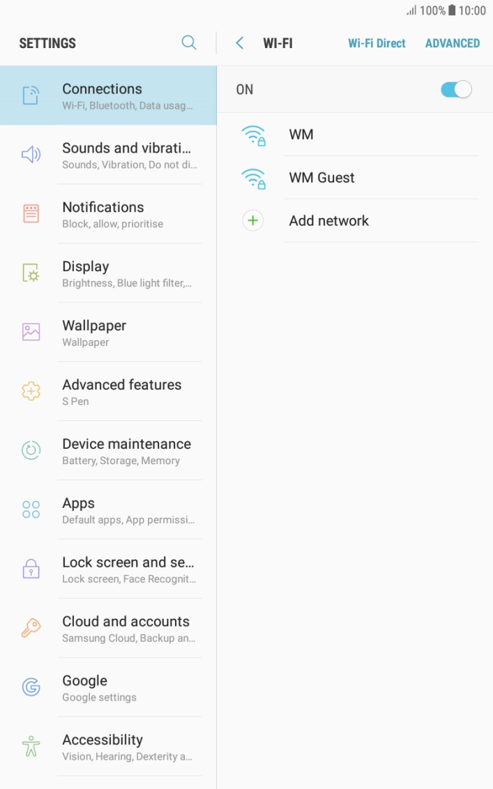 Press the required Wi-Fi network.