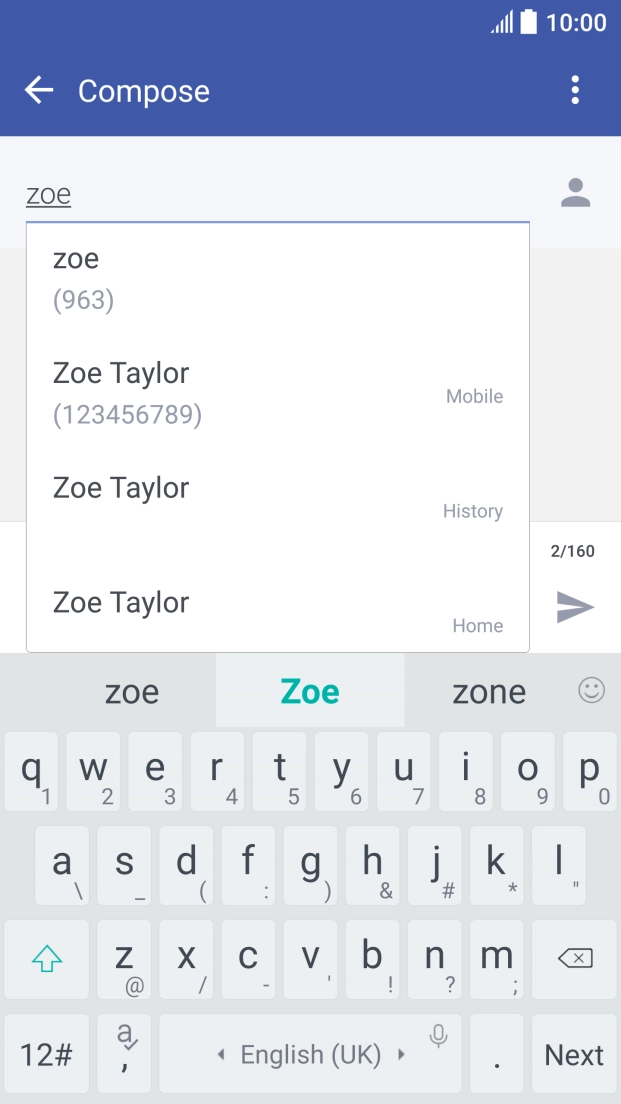 Press the required contact. Press the required contact.