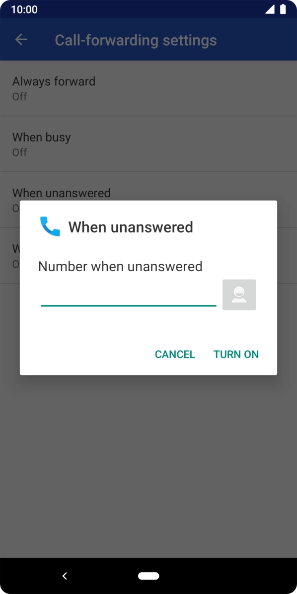 Key in +61101 and press TURN ON.