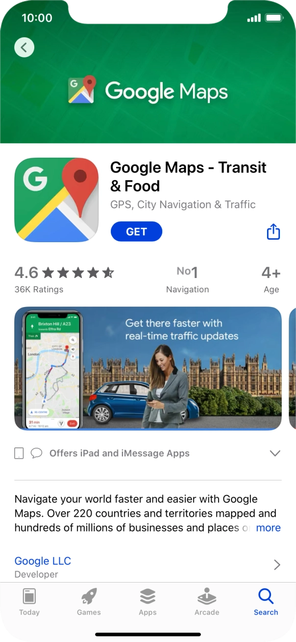 Press GET and follow the instructions on the screen to install the app.