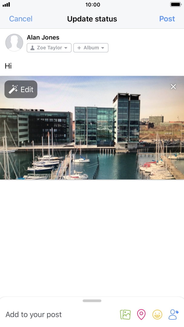 Write the required text and press Post. Write the required text and press Post.