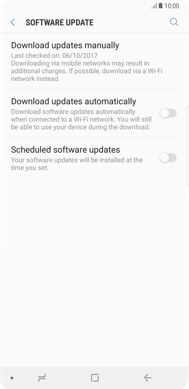 Press Download updates manually. If a new software version is available, it's displayed. Follow the instructions on the screen to update the phone software.
