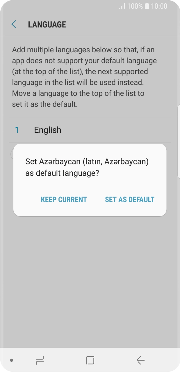 To select the new language as the default phone language, press SET AS DEFAULT.