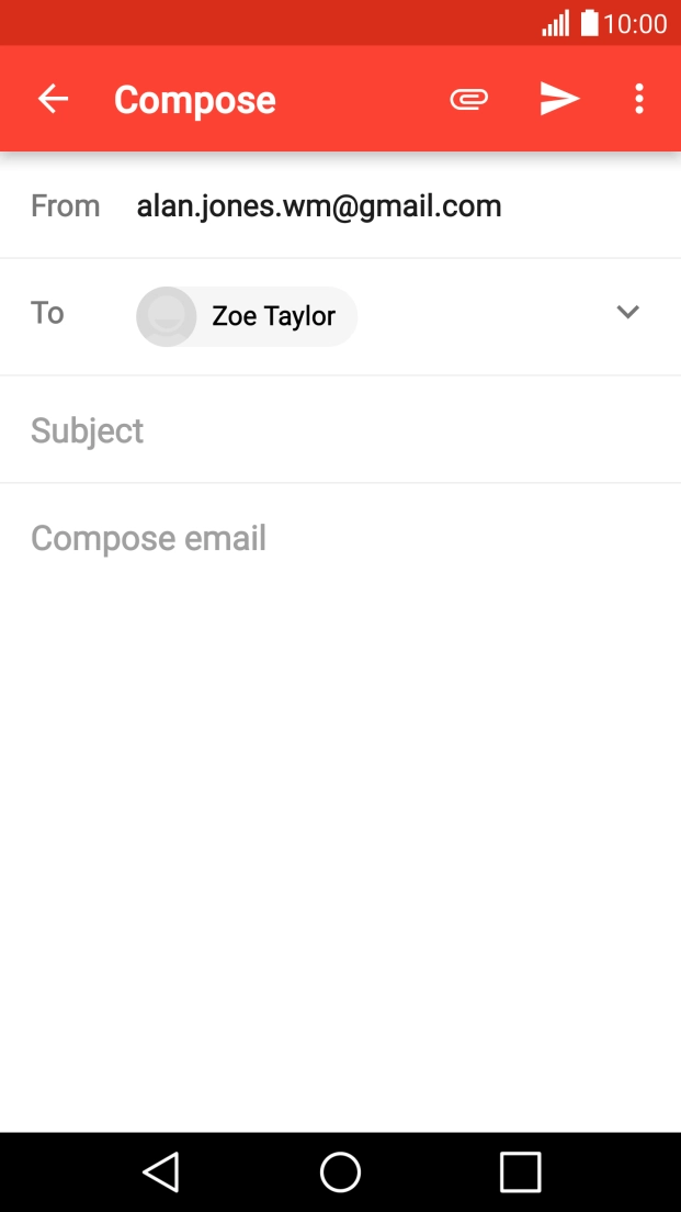 Press Subject and key in a subject for the email.