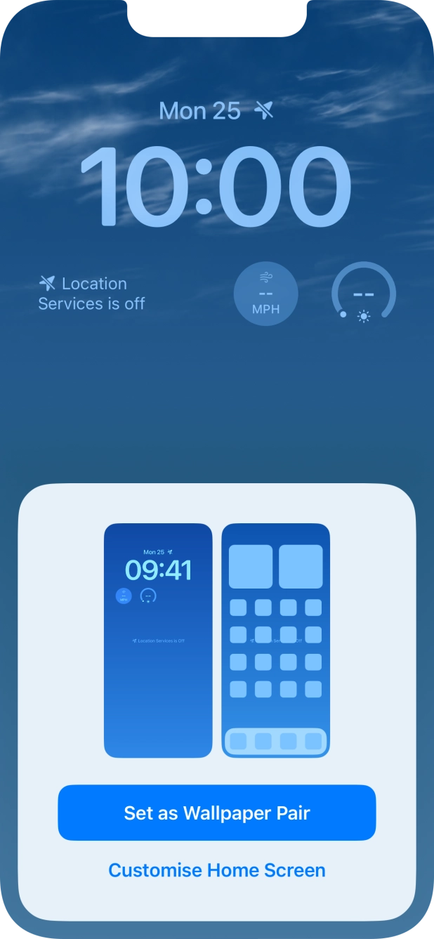 To use the same colour theme on the home screen, press Set as Wallpaper Pair.