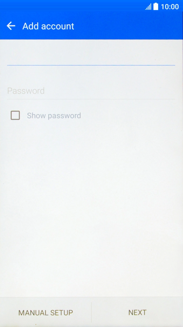Press Password and key in the password for your email account.